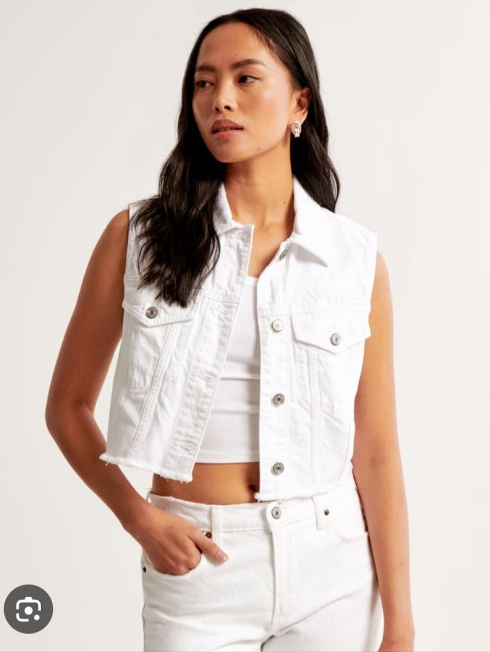NWT Zara White Cropped Denim Vest S Western Rodeo Cowgirl Festival